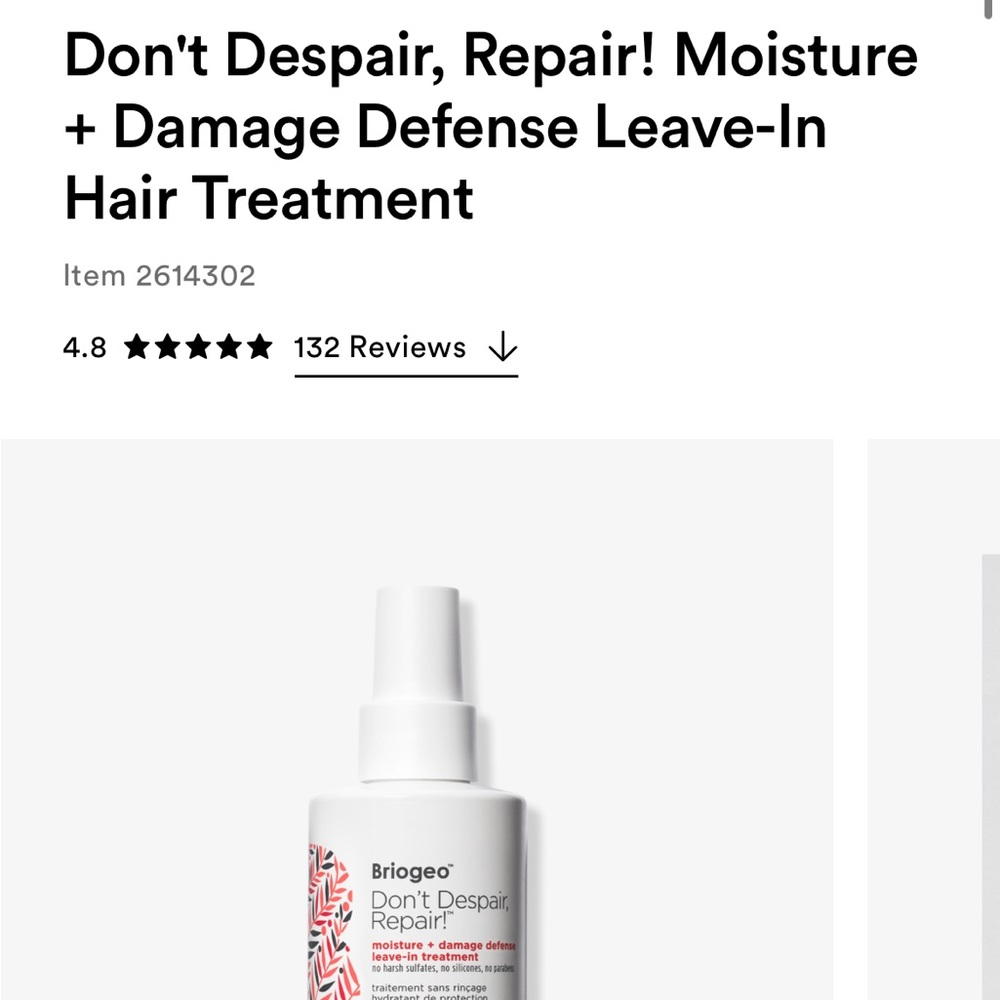 Briogeo Repair Don’t Despair leave in treatment